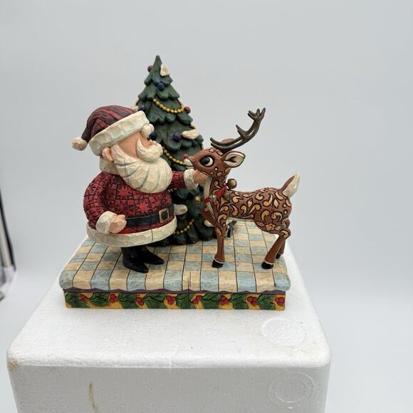 Jim Shore Traditions Christmas Rudolph Red Nose Reindeer & Santa Claus Retired - Picture 2 of 13